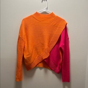 SHEIN Orange & Pink Cowl Neck Sweater